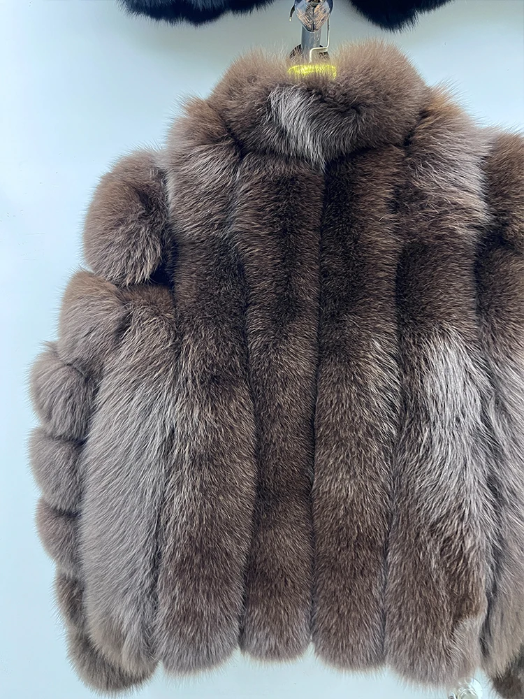 Fashion Winter Warm Real Fur Coat Women's Natural Natural Fox Fur Coats Fur Furry Leather And Skin Long Sleeve Short Jackets