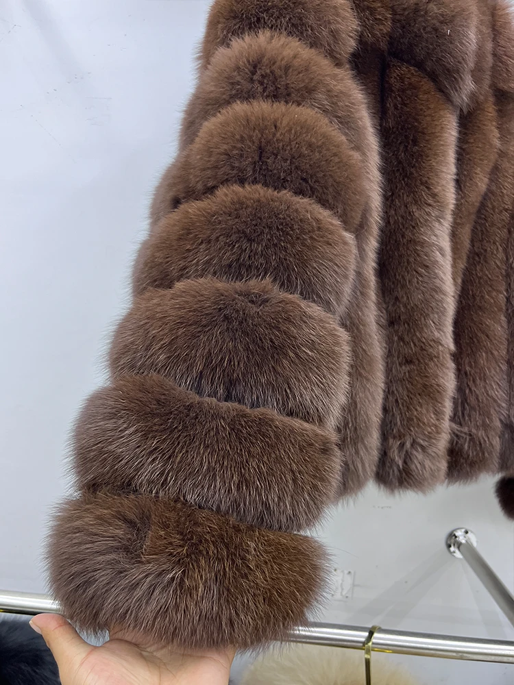 Fashion Winter Warm Real Fur Coat Women's Natural Natural Fox Fur Coats Fur Furry Leather And Skin Long Sleeve Short Jackets