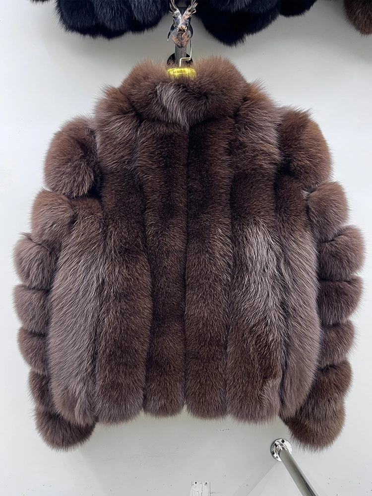 Fashion Winter Warm Real Fur Coat Women's Natural Natural Fox Fur Coats Fur Furry Leather And Skin Long Sleeve Short Jackets