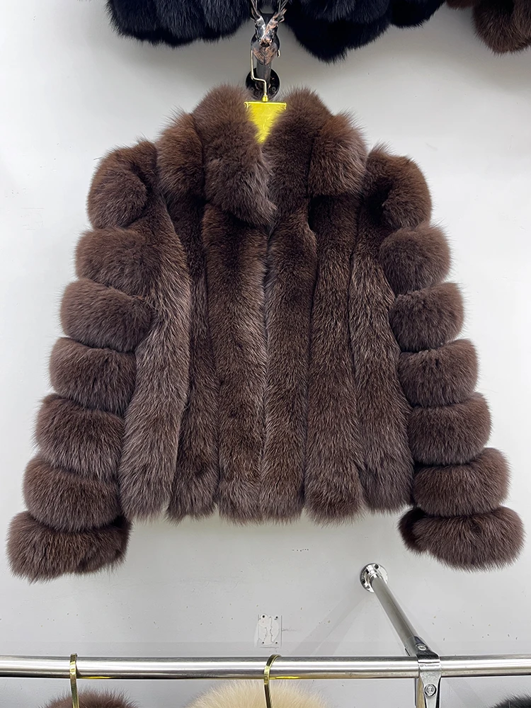 Fashion Winter Warm Real Fur Coat Women's Natural Natural Fox Fur Coats Fur Furry Leather And Skin Long Sleeve Short Jackets