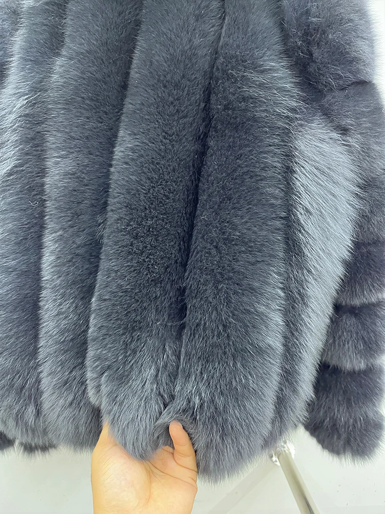 Fashion Winter Warm Real Fur Coat Women's Natural Natural Fox Fur Coats Fur Furry Leather And Skin Long Sleeve Short Jackets