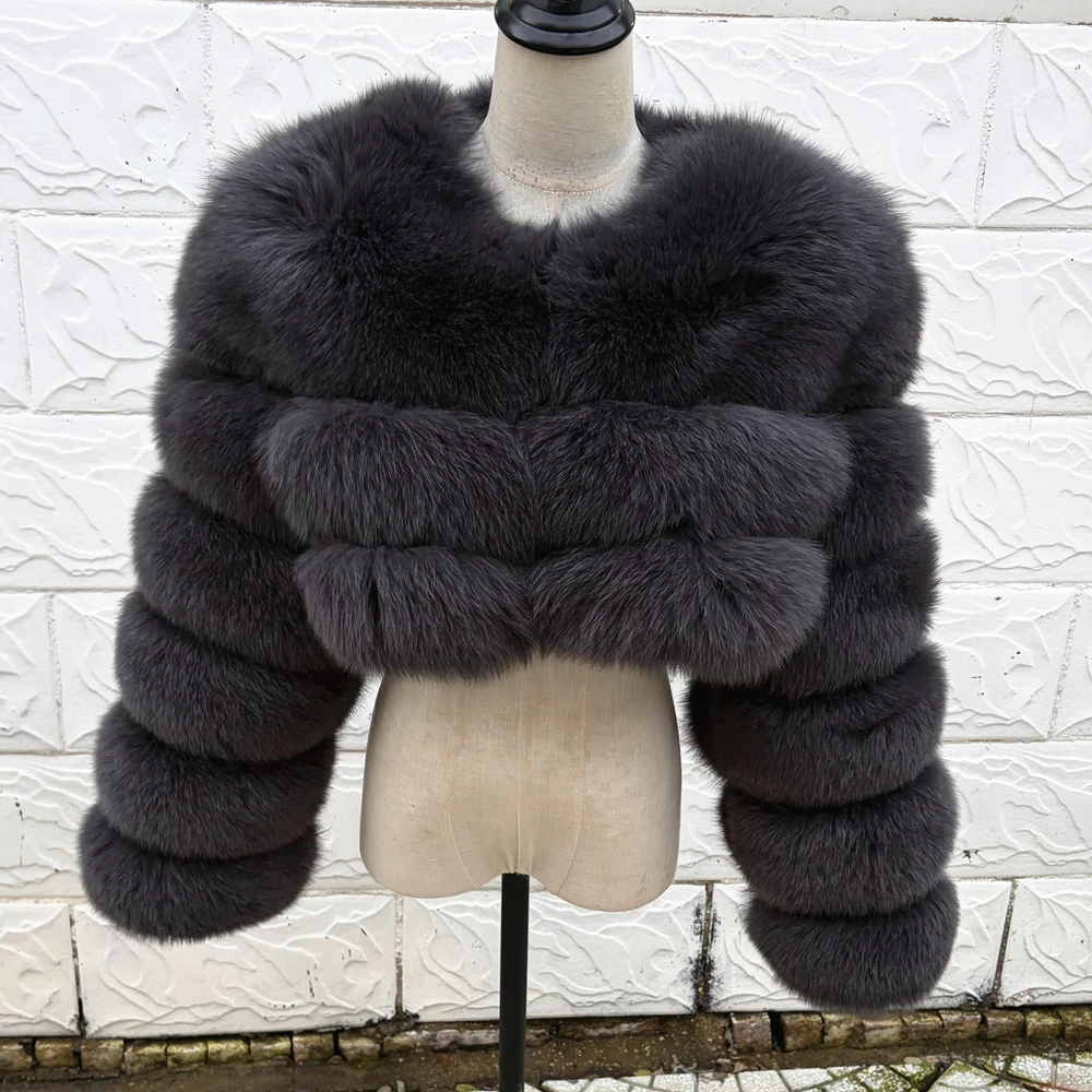 QUEENTINA Real Fox Fur Coat 30cm Women'S New Fashion Winter Leather And Skin White Clothing Natural New In Coats & Jackets