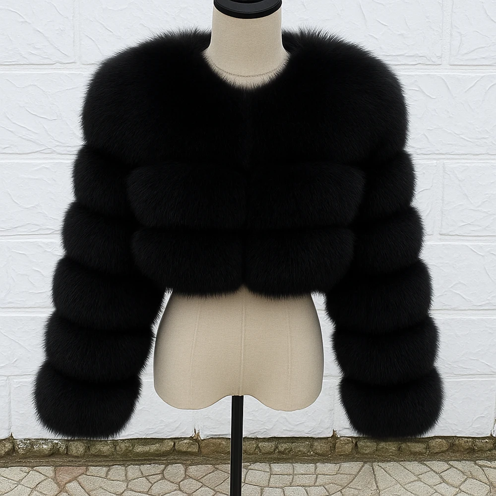 QUEENTINA Real Fox Fur Coat 30cm Women'S New Fashion Winter Leather And Skin White Clothing Natural New In Coats & Jackets
