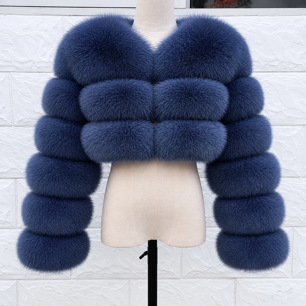 QUEENTINA Real Fox Fur Coat 30cm Women'S New Fashion Winter Leather And Skin White Clothing Natural New In Coats & Jackets