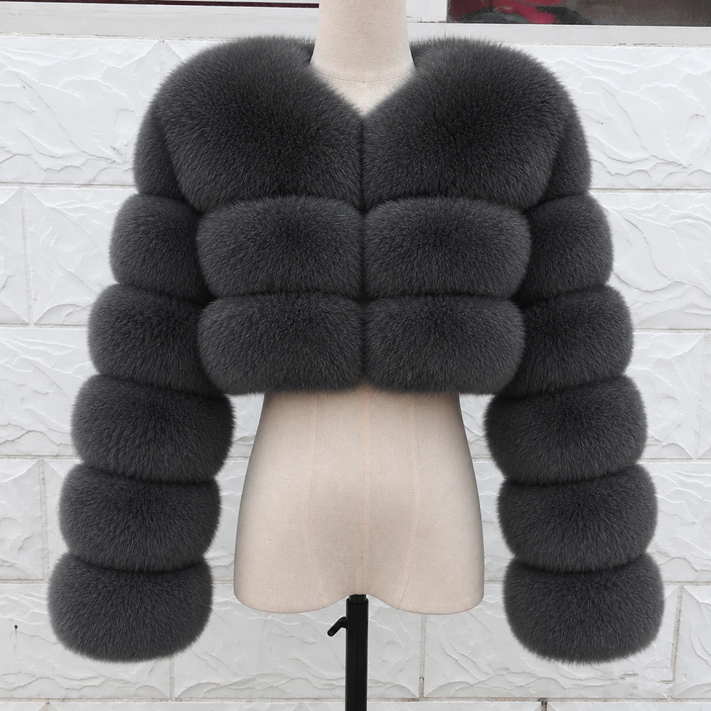 QUEENTINA Real Fox Fur Coat 30cm Women'S New Fashion Winter Leather And Skin White Clothing Natural New In Coats & Jackets