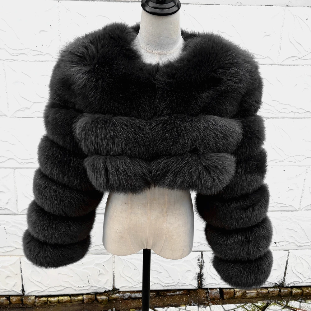 QUEENTINA Real Fox Fur Coat 30cm Women'S New Fashion Winter Leather And Skin White Clothing Natural New In Coats & Jackets