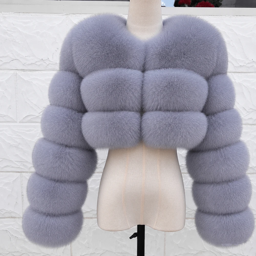 QUEENTINA Real Fox Fur Coat 30cm Women'S New Fashion Winter Leather And Skin White Clothing Natural New In Coats & Jackets