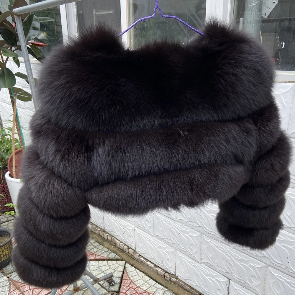 QUEENTINA Real Fox Fur Coat 30cm Women'S New Fashion Winter Leather And Skin White Clothing Natural New In Coats & Jackets
