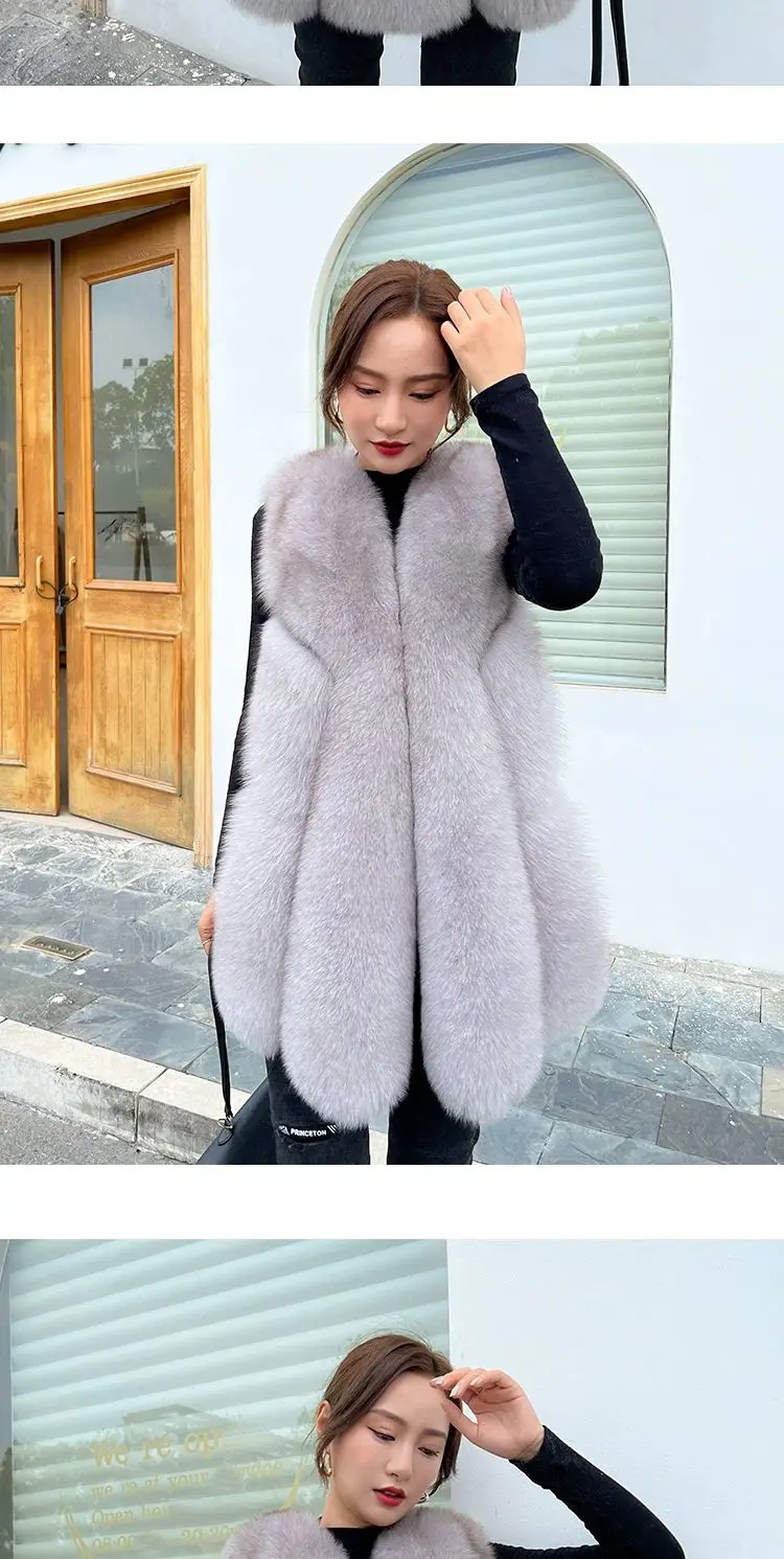 Fox Fur Short Vest Women's 2023 New Full Leather Fur Tank Top with Slender Temperament and Winter Fur Integrated Coat