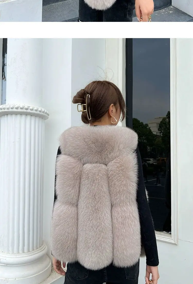 Fox Fur Short Vest Women's 2023 New Full Leather Fur Tank Top with Slender Temperament and Winter Fur Integrated Coat