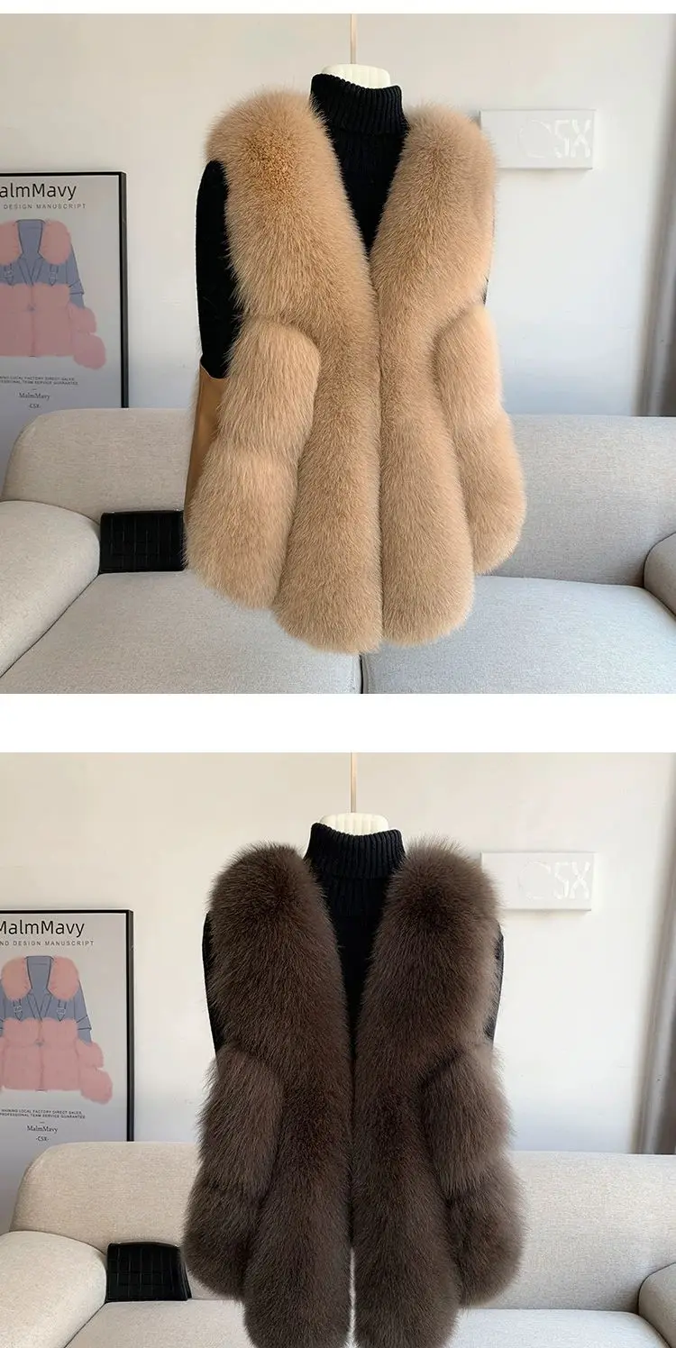 Fox Fur Short Vest Women's 2023 New Full Leather Fur Tank Top with Slender Temperament and Winter Fur Integrated Coat
