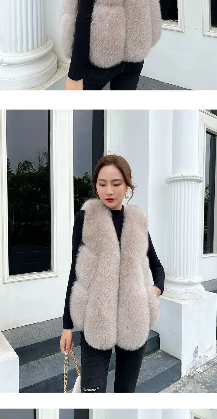 Fox Fur Short Vest Women's 2023 New Full Leather Fur Tank Top with Slender Temperament and Winter Fur Integrated Coat