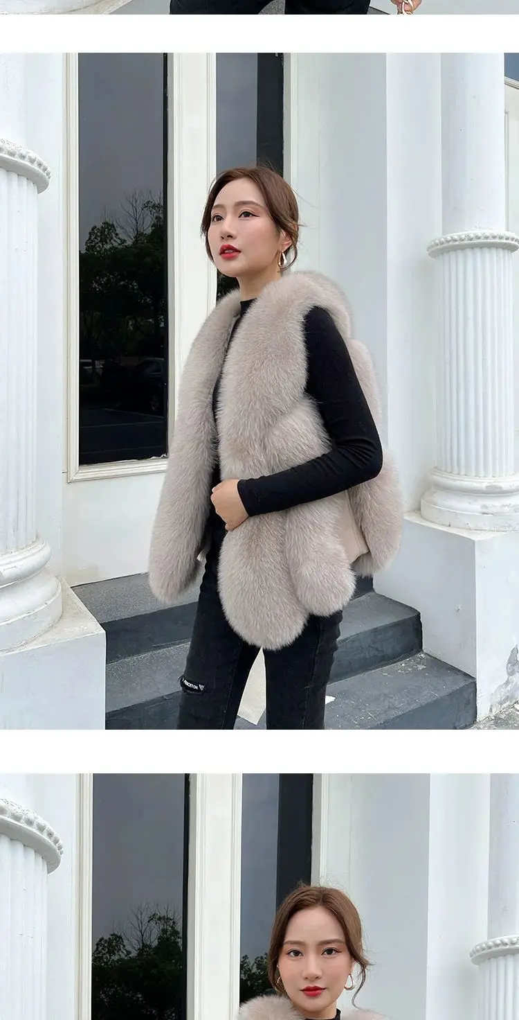 Fox Fur Short Vest Women's 2023 New Full Leather Fur Tank Top with Slender Temperament and Winter Fur Integrated Coat