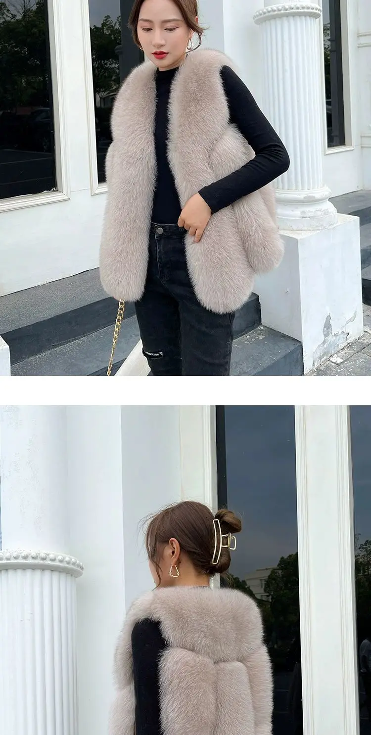 Fox Fur Short Vest Women's 2023 New Full Leather Fur Tank Top with Slender Temperament and Winter Fur Integrated Coat
