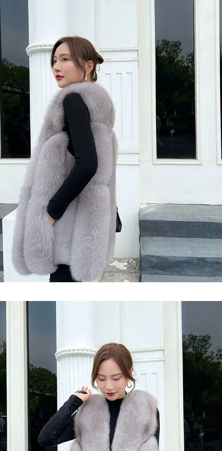 Fox Fur Short Vest Women's 2023 New Full Leather Fur Tank Top with Slender Temperament and Winter Fur Integrated Coat