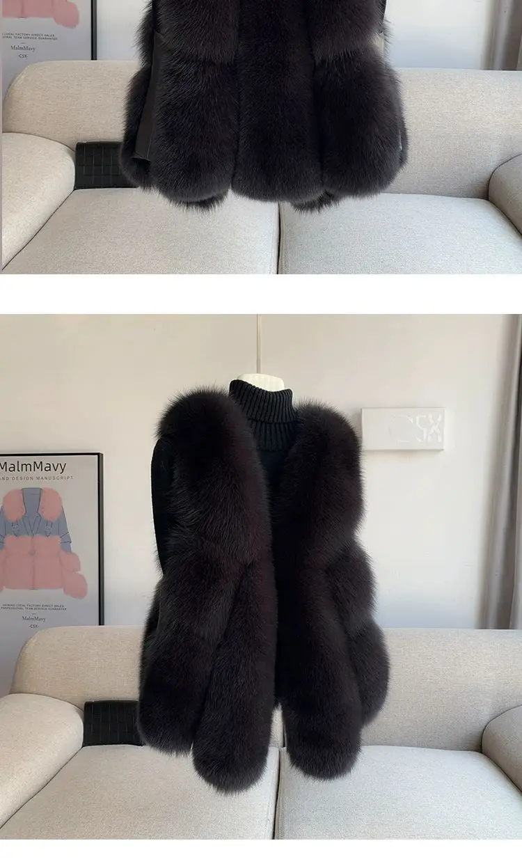Fox Fur Short Vest Women's 2023 New Full Leather Fur Tank Top with Slender Temperament and Winter Fur Integrated Coat