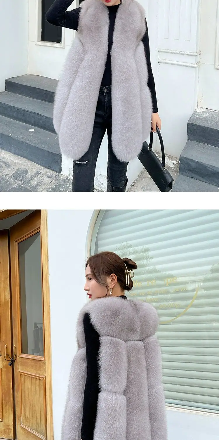 Fox Fur Short Vest Women's 2023 New Full Leather Fur Tank Top with Slender Temperament and Winter Fur Integrated Coat