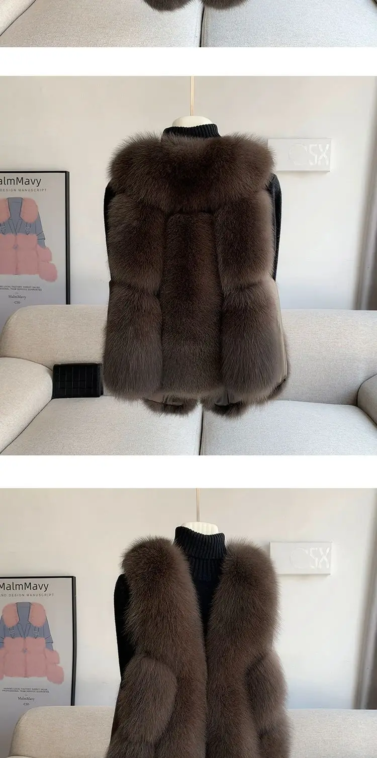 Fox Fur Short Vest Women's 2023 New Full Leather Fur Tank Top with Slender Temperament and Winter Fur Integrated Coat