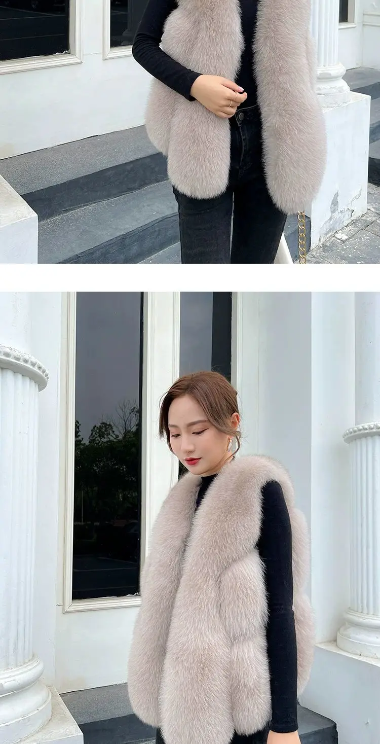 Fox Fur Short Vest Women's 2023 New Full Leather Fur Tank Top with Slender Temperament and Winter Fur Integrated Coat