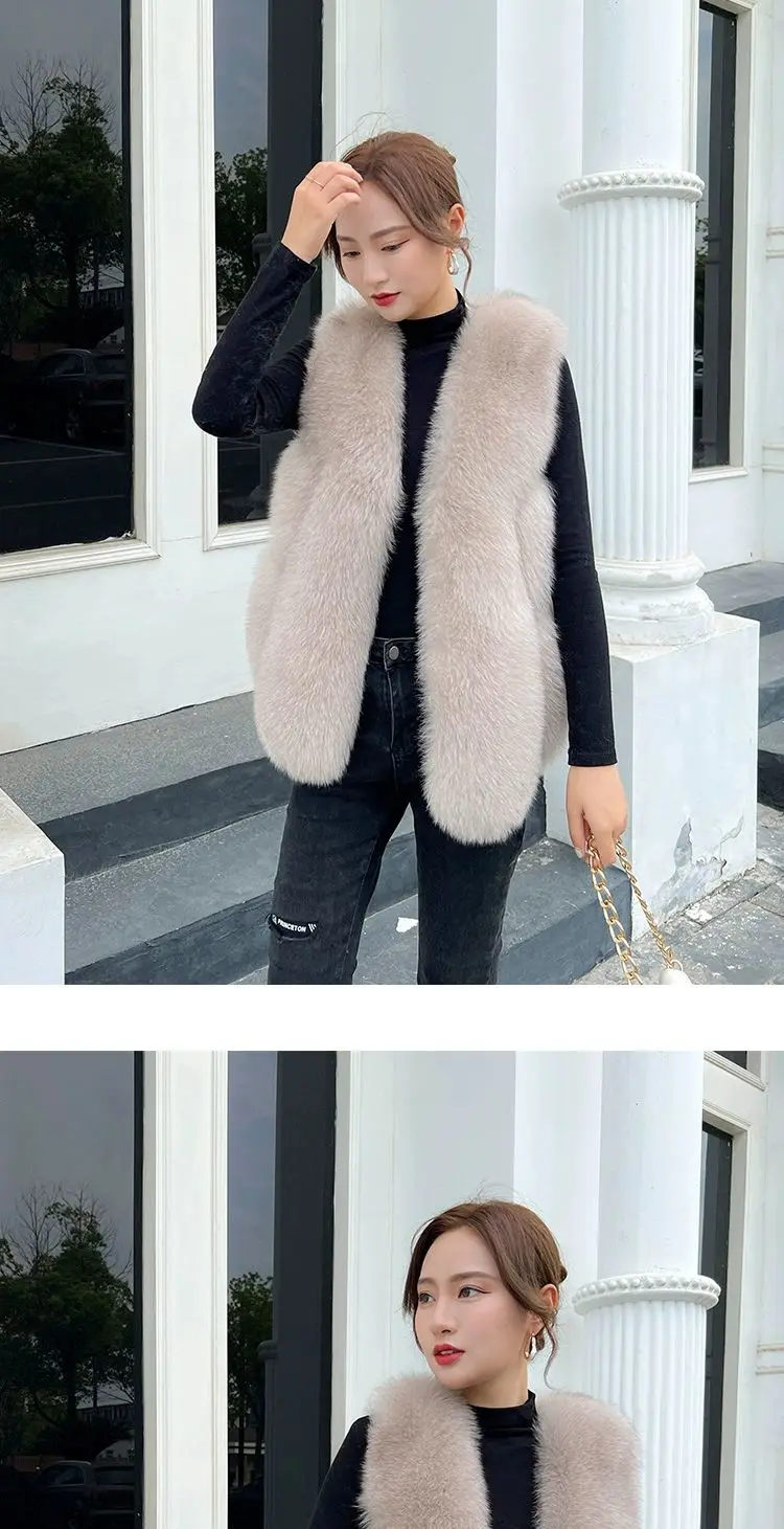 Fox Fur Short Vest Women's 2023 New Full Leather Fur Tank Top with Slender Temperament and Winter Fur Integrated Coat