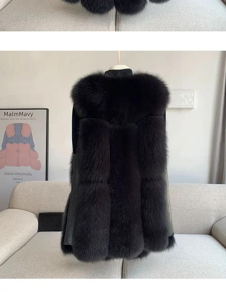 Fox Fur Short Vest Women's 2023 New Full Leather Fur Tank Top with Slender Temperament and Winter Fur Integrated Coat