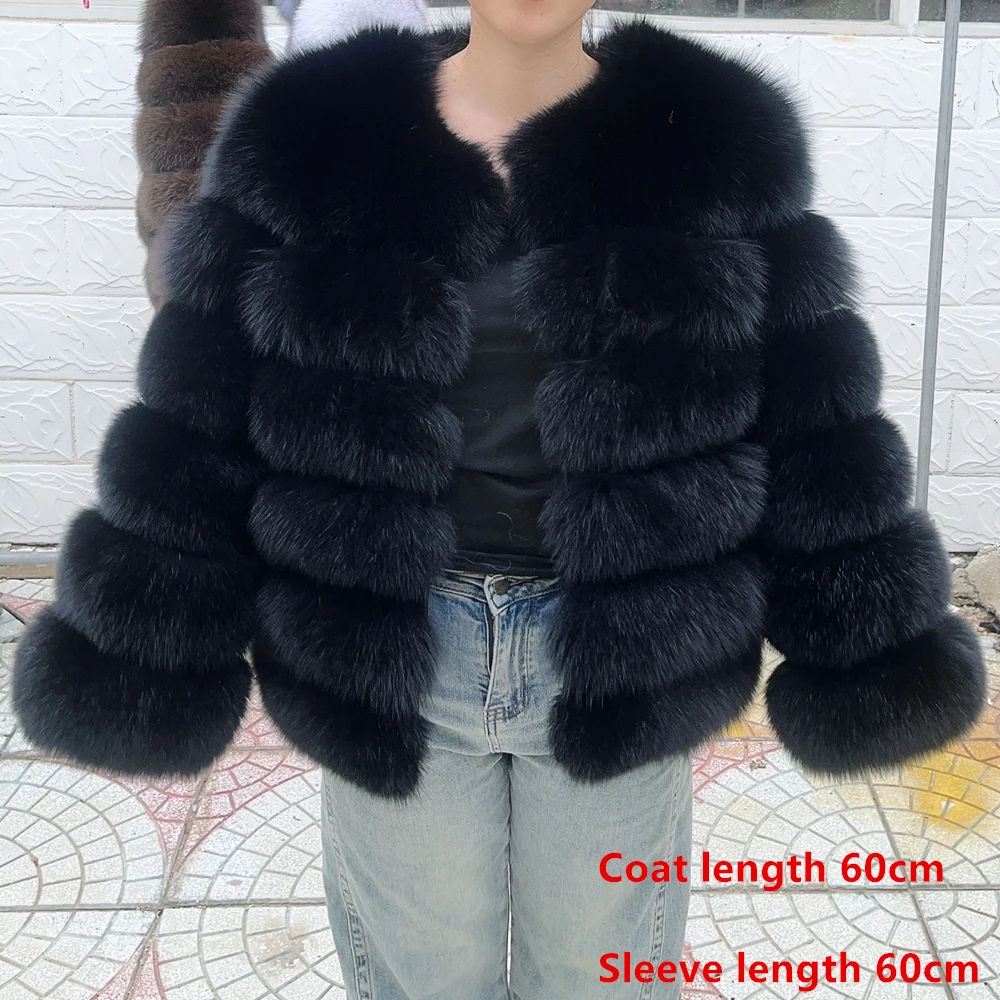 QUEENTINA 60cm Fox Fur Coat Real Winter Women'S New Fashion Furry 2025 Leather And Skin White Natural New In Coats & Jackets