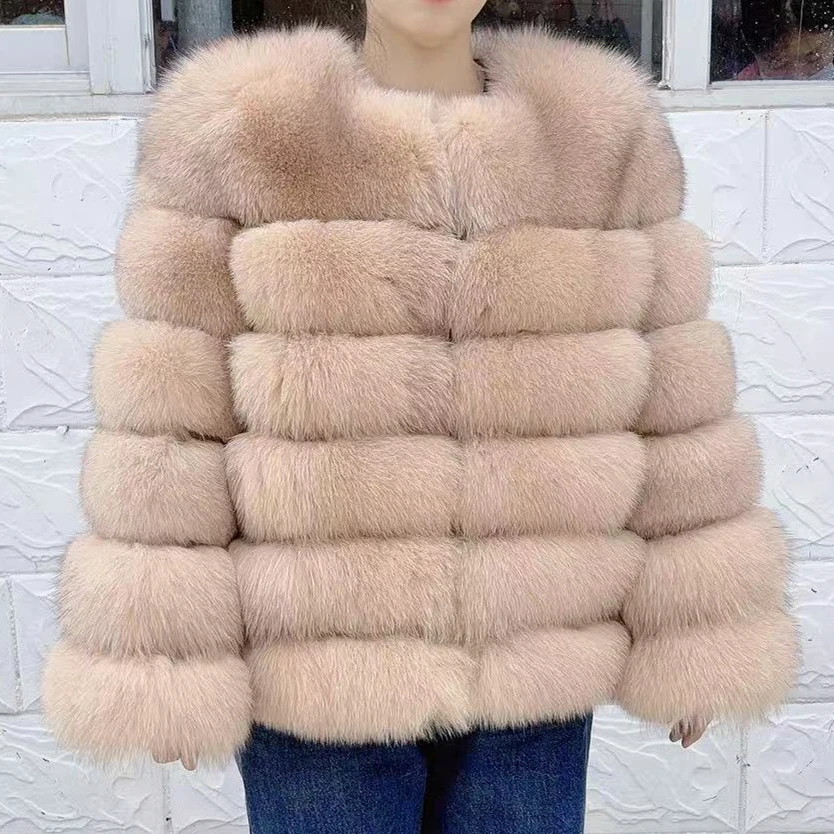 QUEENTINA 60cm Fox Fur Coat Real Winter Women'S New Fashion Furry 2025 Leather And Skin White Natural New In Coats & Jackets