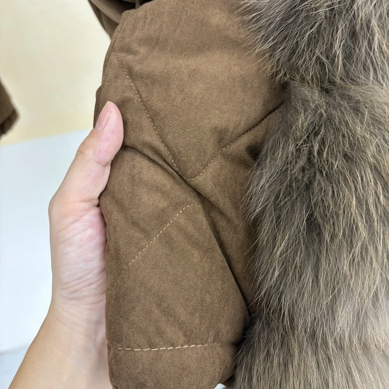Luxury Women Genuine Fox Fur Goose Down Vest Stand Collar Sleeveless Gilet Winter Thick Warm Short Outerwear Fashion Waistcoat