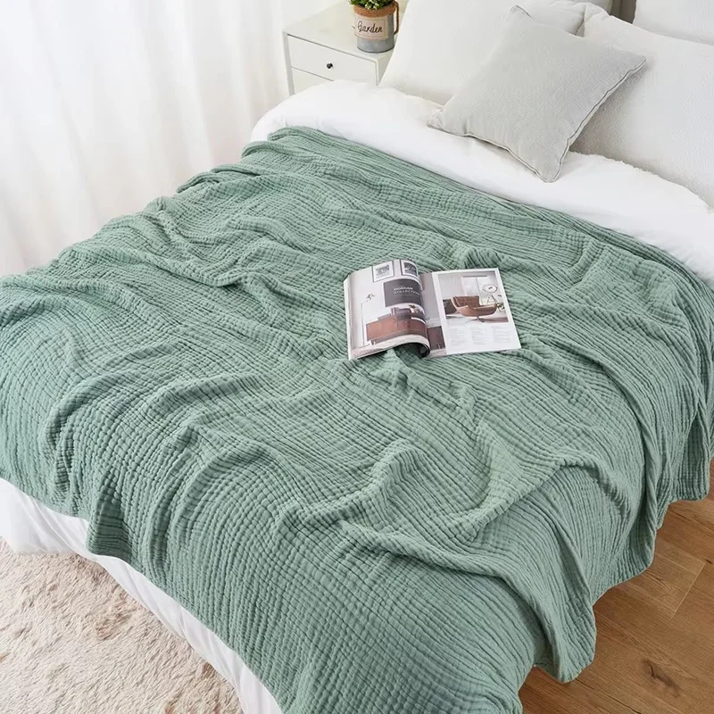 Simple Muslin Summer Blanket 100% Cotton Breathable Skin-friendly Lightweight Bed Blanket 6 Layer Couch Sofa Blankets for Throw