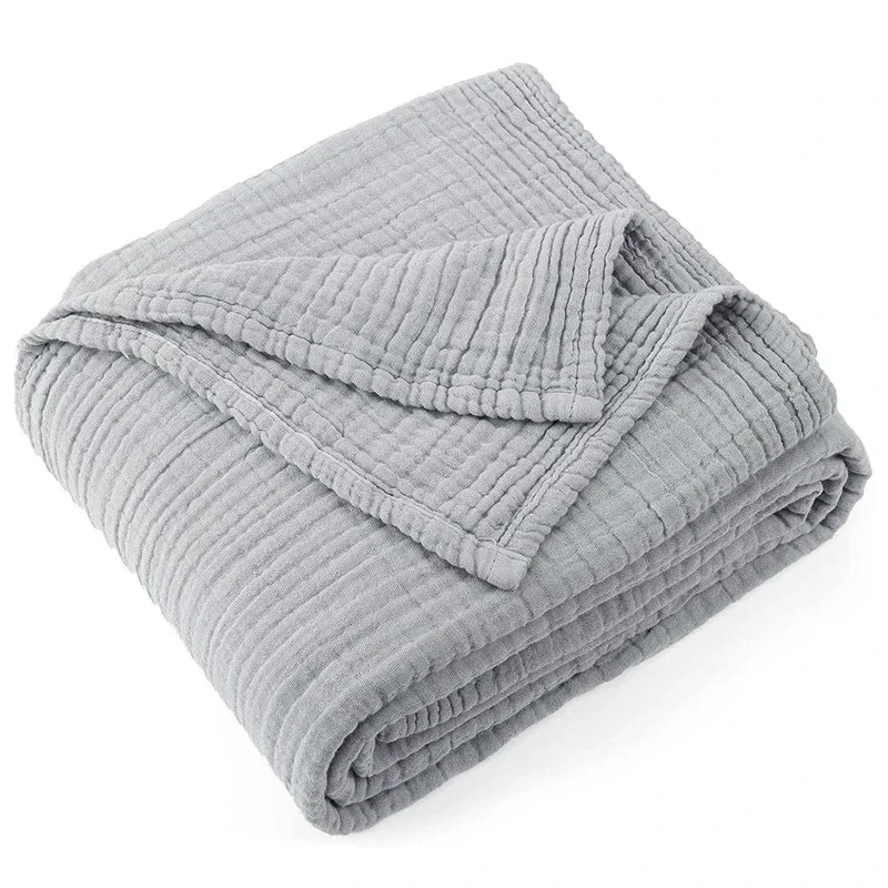 Simple Muslin Summer Blanket 100% Cotton Breathable Skin-friendly Lightweight Bed Blanket 6 Layer Couch Sofa Blankets for Throw