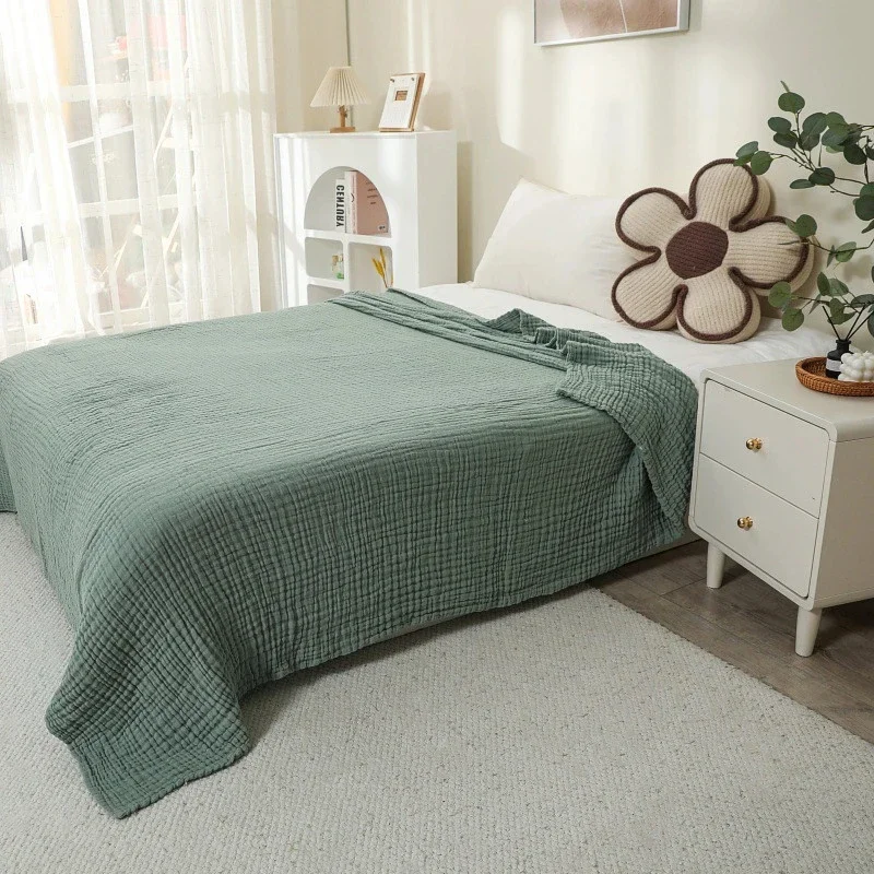 Simple Muslin Summer Blanket 100% Cotton Breathable Skin-friendly Lightweight Bed Blanket 6 Layer Couch Sofa Blankets for Throw