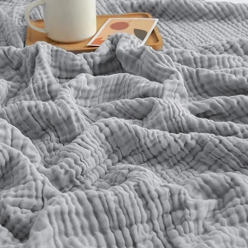 Simple Muslin Summer Blanket 100% Cotton Breathable Skin-friendly Lightweight Bed Blanket 6 Layer Couch Sofa Blankets for Throw