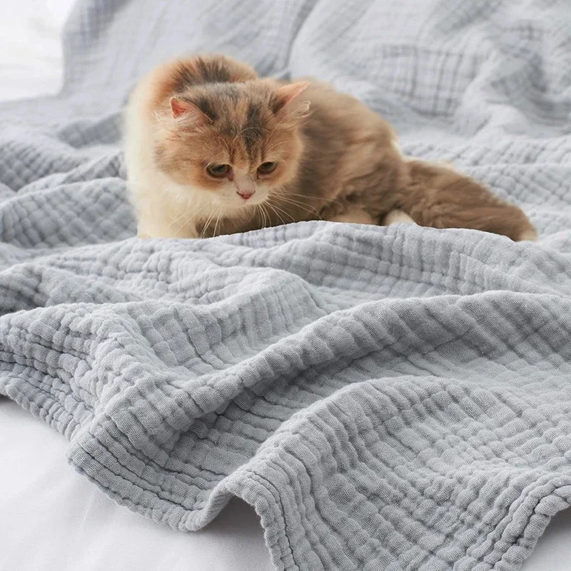 Simple Muslin Summer Blanket 100% Cotton Breathable Skin-friendly Lightweight Bed Blanket 6 Layer Couch Sofa Blankets for Throw