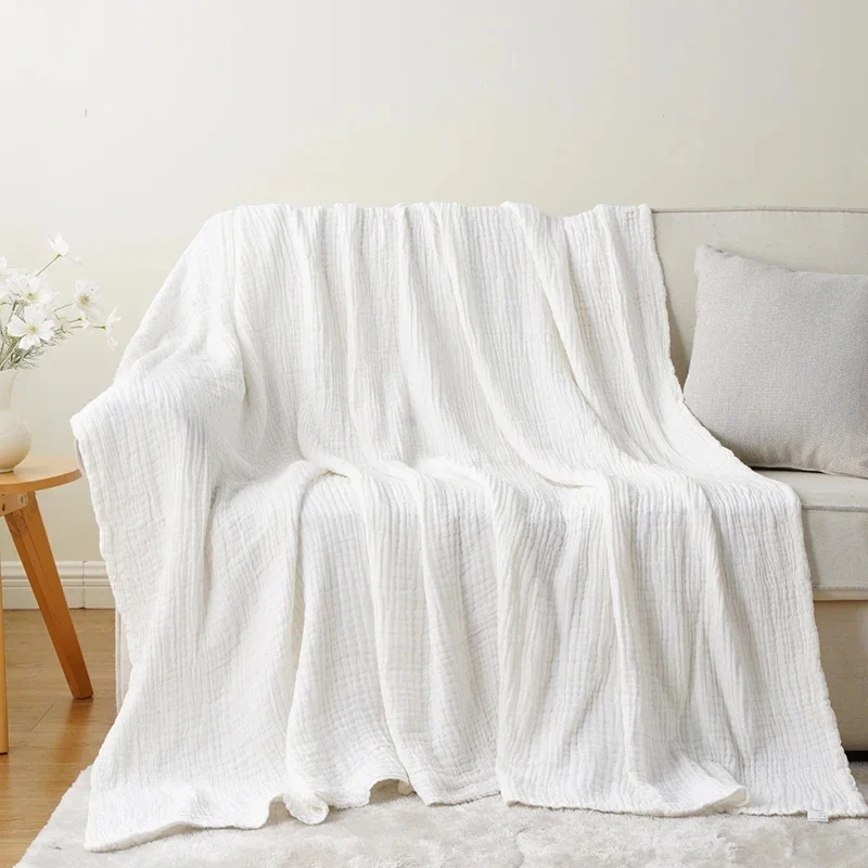 Simple Muslin Summer Blanket 100% Cotton Breathable Skin-friendly Lightweight Bed Blanket 6 Layer Couch Sofa Blankets for Throw