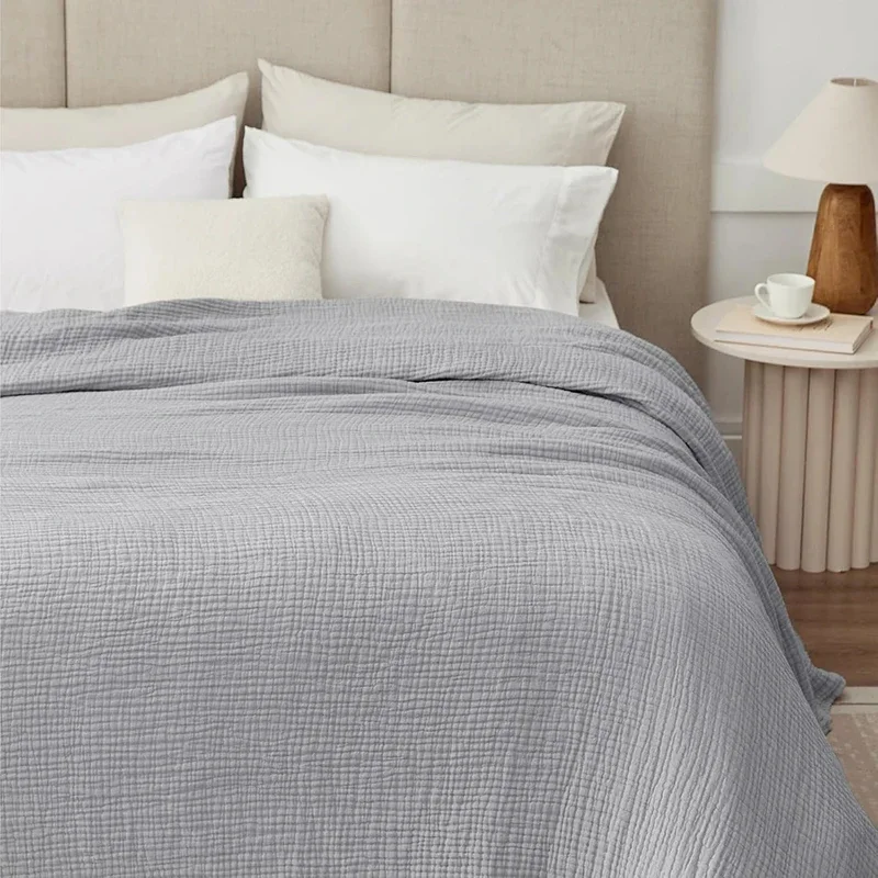 Simple Muslin Summer Blanket 100% Cotton Breathable Skin-friendly Lightweight Bed Blanket 6 Layer Couch Sofa Blankets for Throw