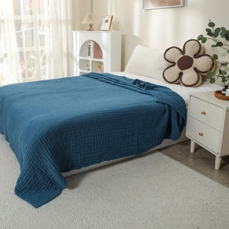 Simple Muslin Summer Blanket 100% Cotton Breathable Skin-friendly Lightweight Bed Blanket 6 Layer Couch Sofa Blankets for Throw