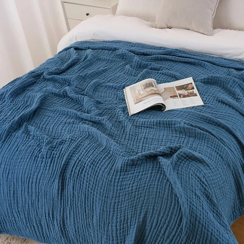 Simple Muslin Summer Blanket 100% Cotton Breathable Skin-friendly Lightweight Bed Blanket 6 Layer Couch Sofa Blankets for Throw