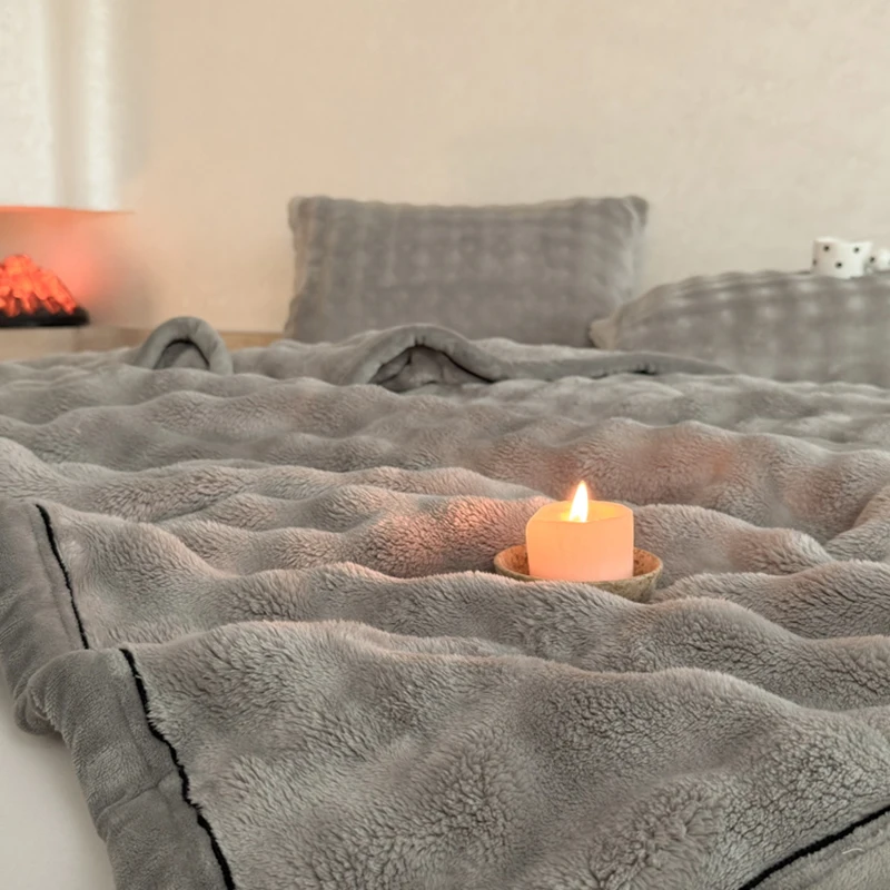 Warm Winter Blanket Milk Velvet Fleece Flannel Soft Thick Plush Blankets for Bed Sofa Single Double Couple Size Fluffy Bedspread