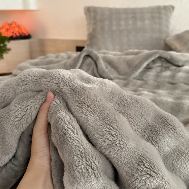 Warm Winter Blanket Milk Velvet Fleece Flannel Soft Thick Plush Blankets for Bed Sofa Single Double Couple Size Fluffy Bedspread