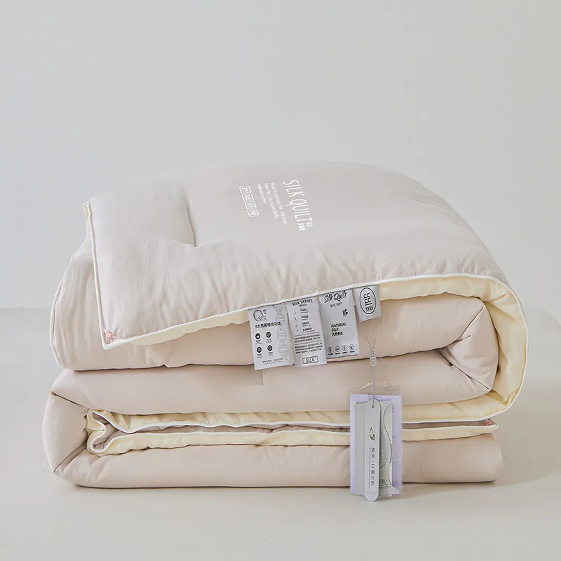 Natural Silk Quilt 100% Mulberry Silk Luxury Soft Quilts for All Season Temperature Control Comforter Reversible Bed Blanket
