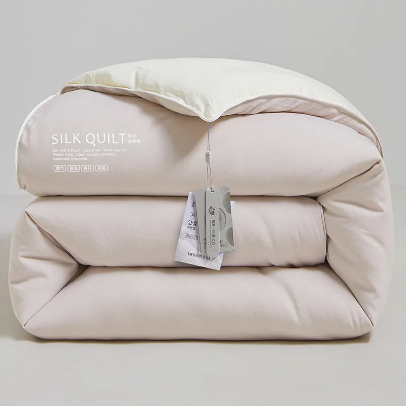Natural Silk Quilt 100% Mulberry Silk Luxury Soft Quilts for All Season Temperature Control Comforter Reversible Bed Blanket