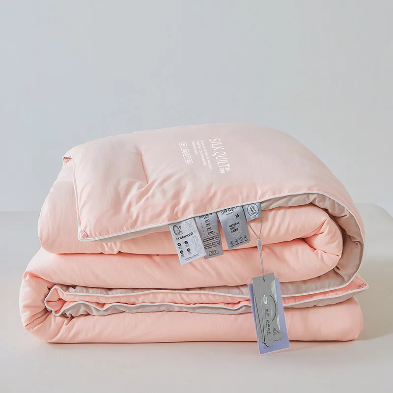 Natural Silk Quilt 100% Mulberry Silk Luxury Soft Quilts for All Season Temperature Control Comforter Reversible Bed Blanket