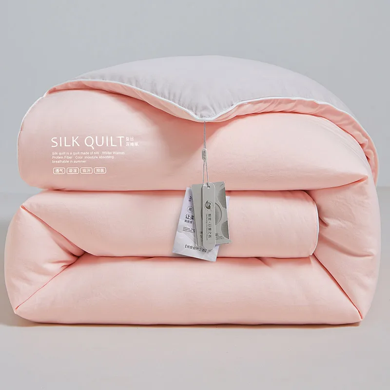 Natural Silk Quilt 100% Mulberry Silk Luxury Soft Quilts for All Season Temperature Control Comforter Reversible Bed Blanket