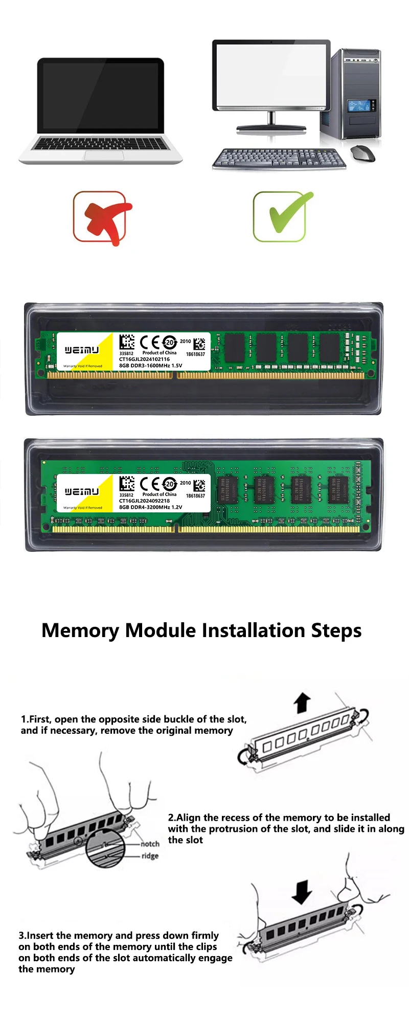 DDR3 4GB 8GB Desktop Memoria Ram 1066 1333 1600 1866Mhz PC3 1.5V 8500 10600 12800 240Pin Non-ECC DIMM Memory Ram For Intel & AMD