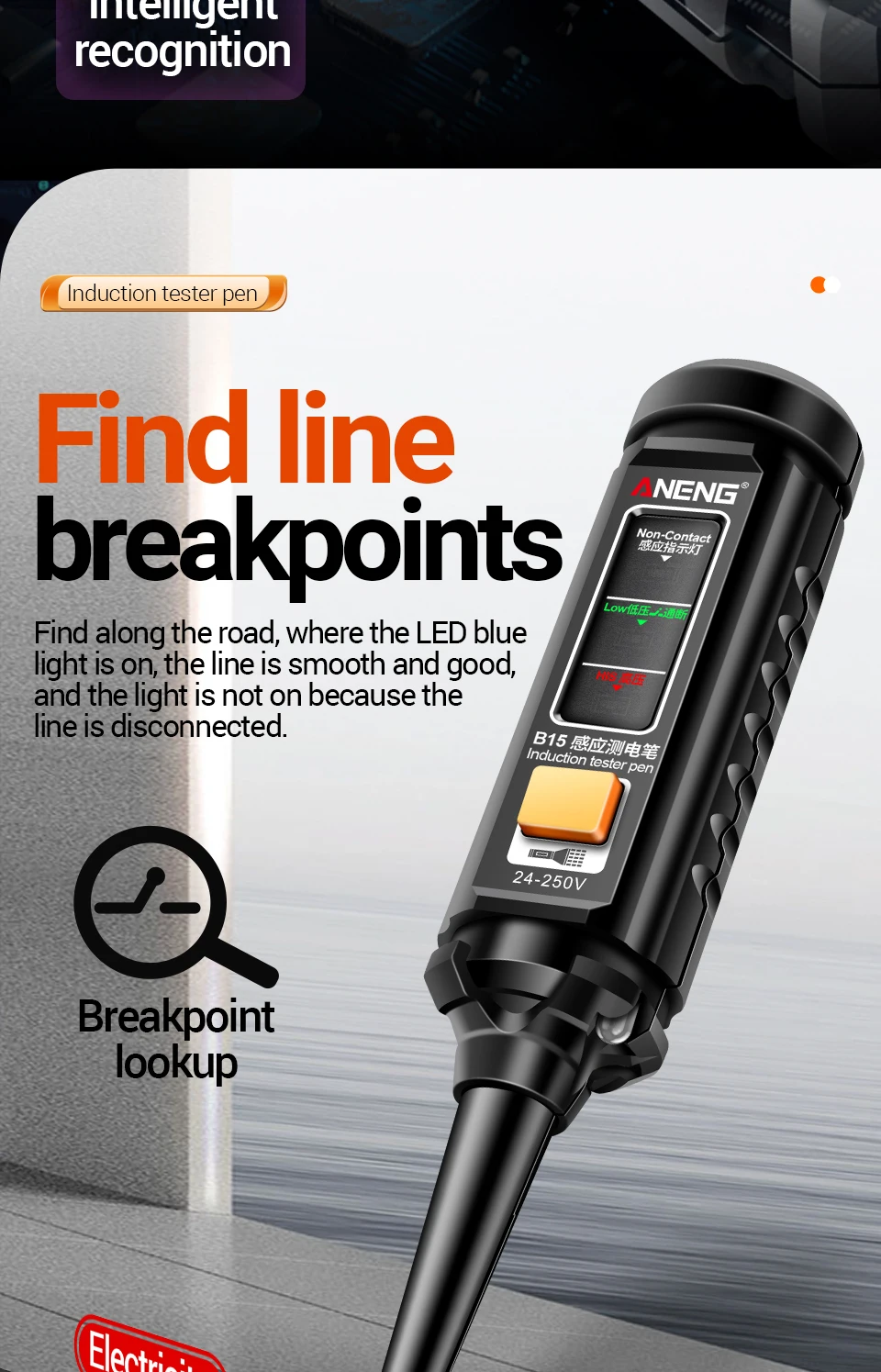 Multimeter Tester Pen Suit ANENG SZ308+B15 Multimeters 1999 Counts 24-250V Voltage Detector Meter Diagnostic Breakpoint Finder