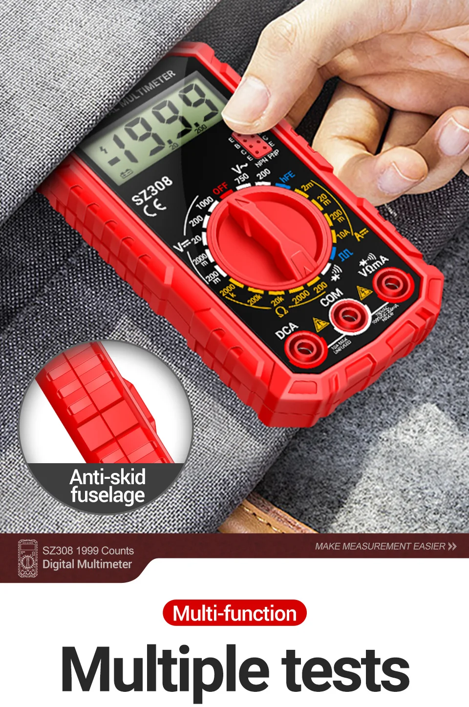 Multimeter Tester Pen Suit ANENG SZ308+B15 Multimeters 1999 Counts 24-250V Voltage Detector Meter Diagnostic Breakpoint Finder