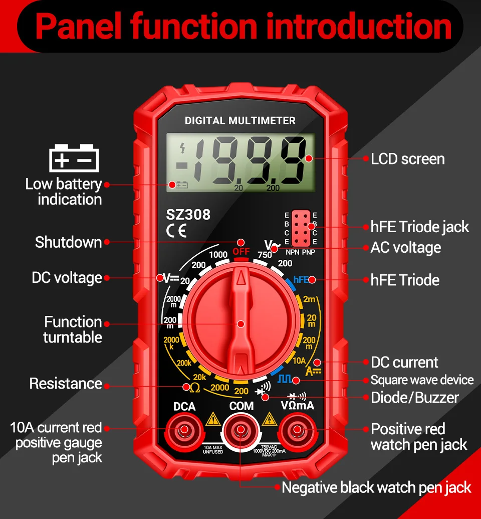 Multimeter Tester Pen Suit ANENG SZ308+B15 Multimeters 1999 Counts 24-250V Voltage Detector Meter Diagnostic Breakpoint Finder