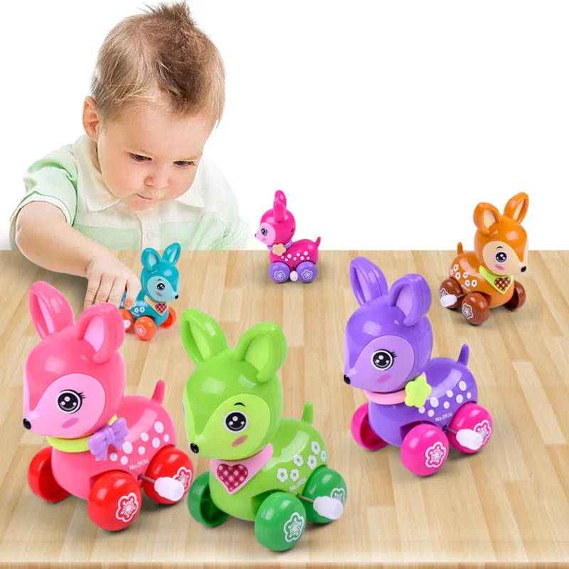 NEW Cute Cartoon Animal Deer Wind Up Toys Colorful Clockwork Spring Newborn Toys Running Toy for Gifts