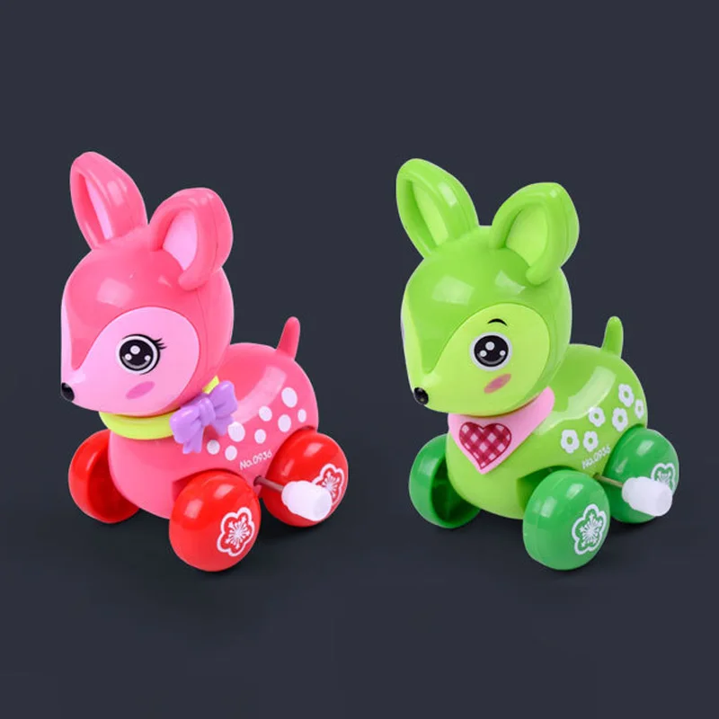 NEW Cute Cartoon Animal Deer Wind Up Toys Colorful Clockwork Spring Newborn Toys Running Toy for Gifts