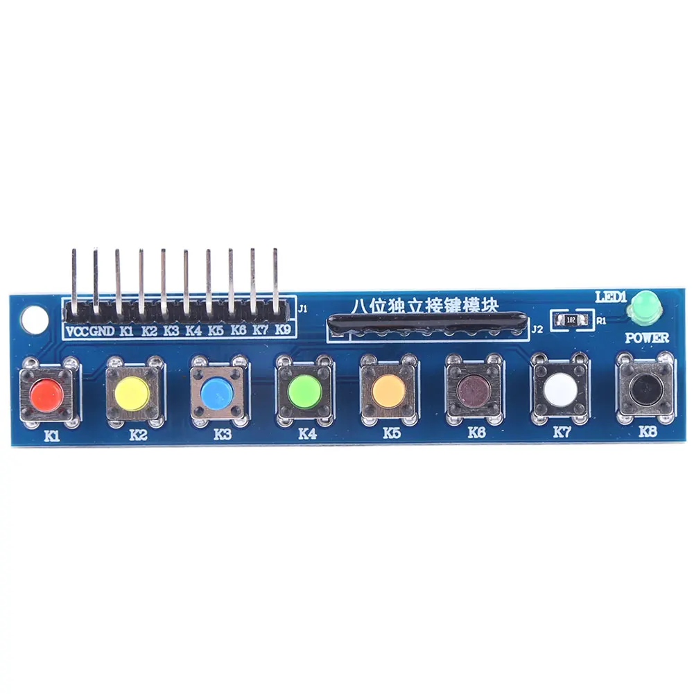 8 Independent Key Button Touch Button Module 3.3-5V with LED Indicator Keyboard Module Keypad Module for Arduino ARM